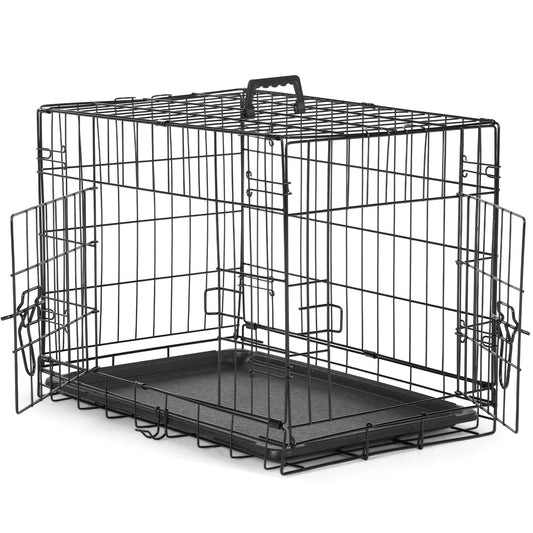 JHK Folding Metal Wire Dog Cage With Leakproof Pan