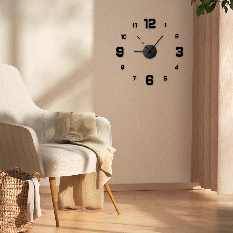 NONE Frameless DIY Wall Clock Wall Decal Living Room