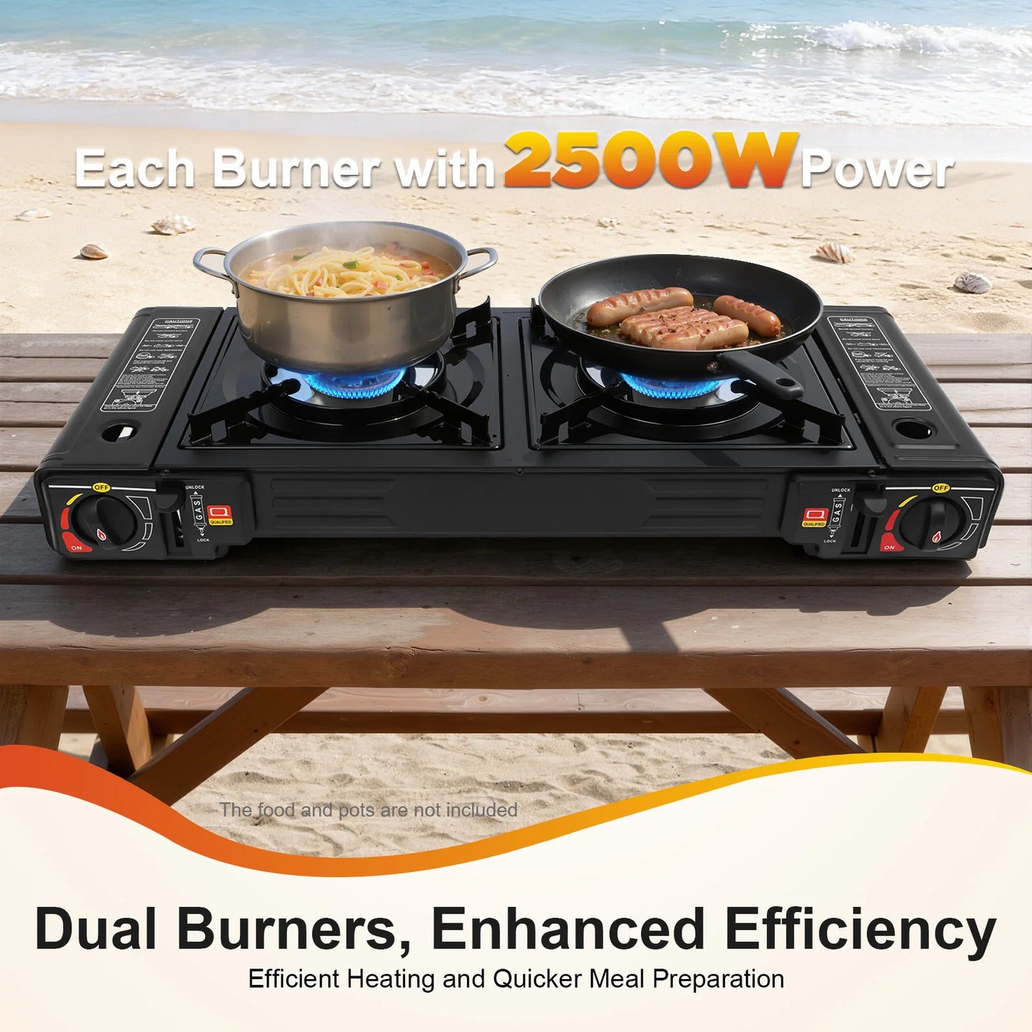 Portable Camping Stove Two Burner With Baking Tray And Case