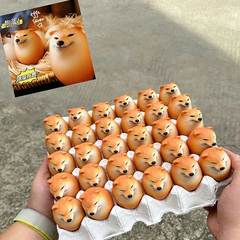 Shiba Inu Egg Figurine Realistic Dog Statue Desktop Decoration
