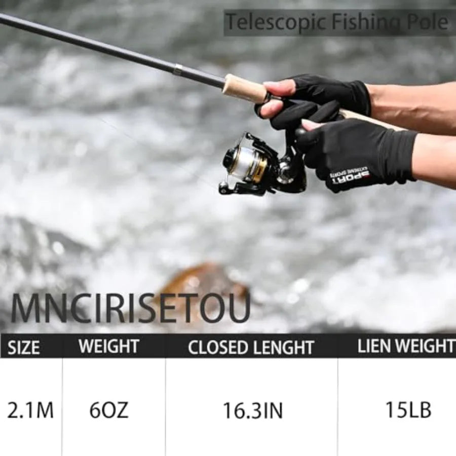 Carbon Fiber Spinning Rod Combo Kit With 145 Accessories