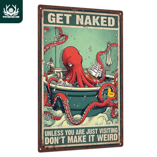 Putuo Decor Octopus Tin Sign Metal Wall Plaque Vintage Poster