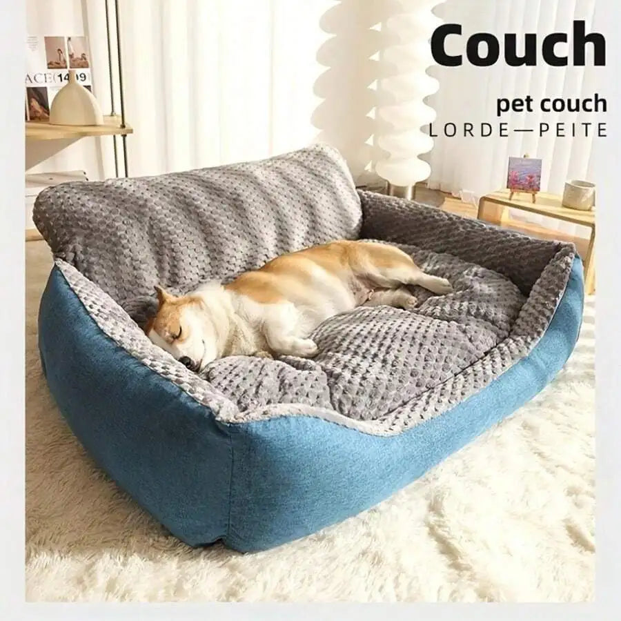Cozy Cotton Dog Bed And All Season Plaid Polyester Mat