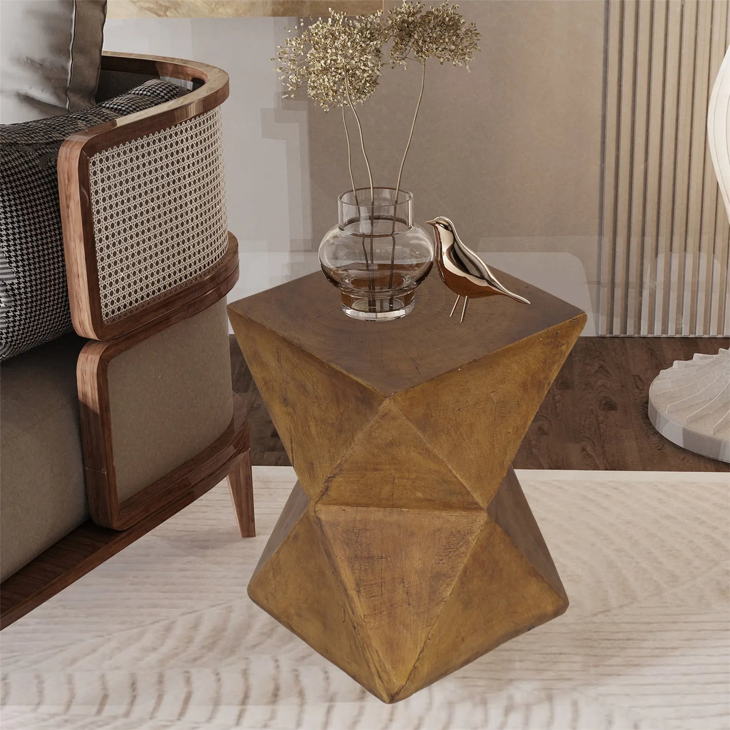 Outdoor Lightweight Concrete Side Table For Patio Garden Plant Stand