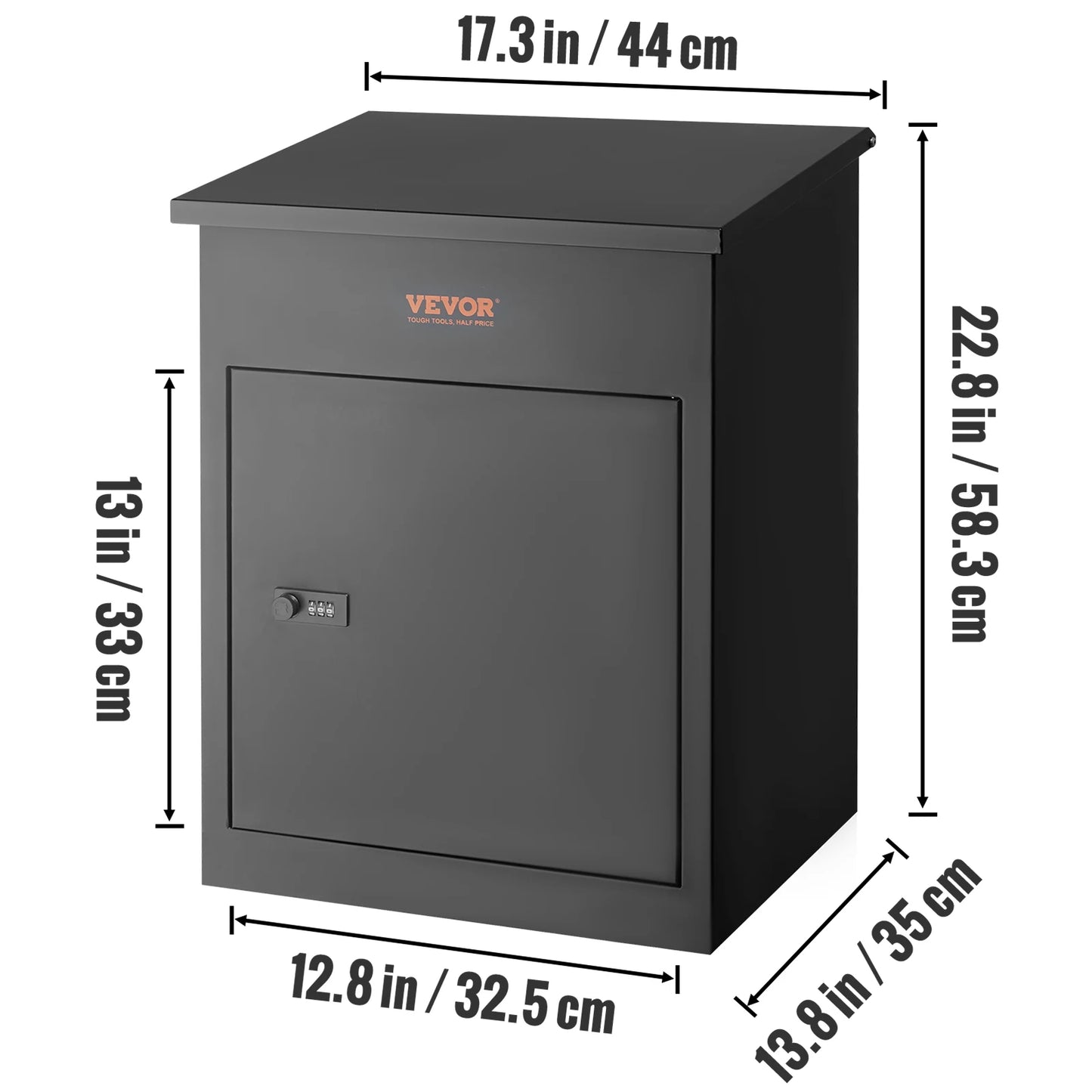 SucceBuy Wall Mounted Anti-theft Mailbox IPX3 Waterproof Package Delivery Box for Outside Large Storage locking Mailbox for Home