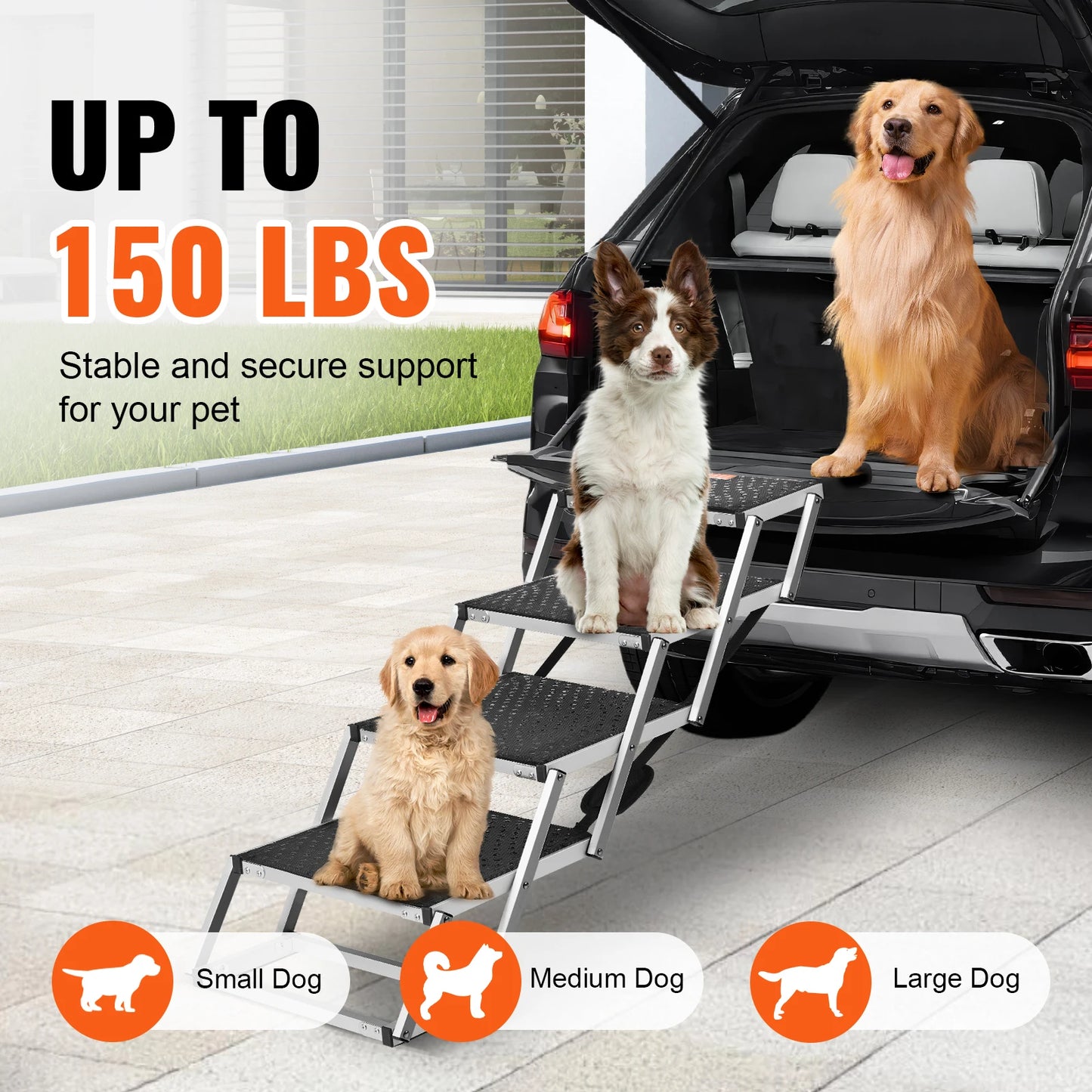 SucceBuy Folding Dog Car Steps Portable Aluminum Pet Steps