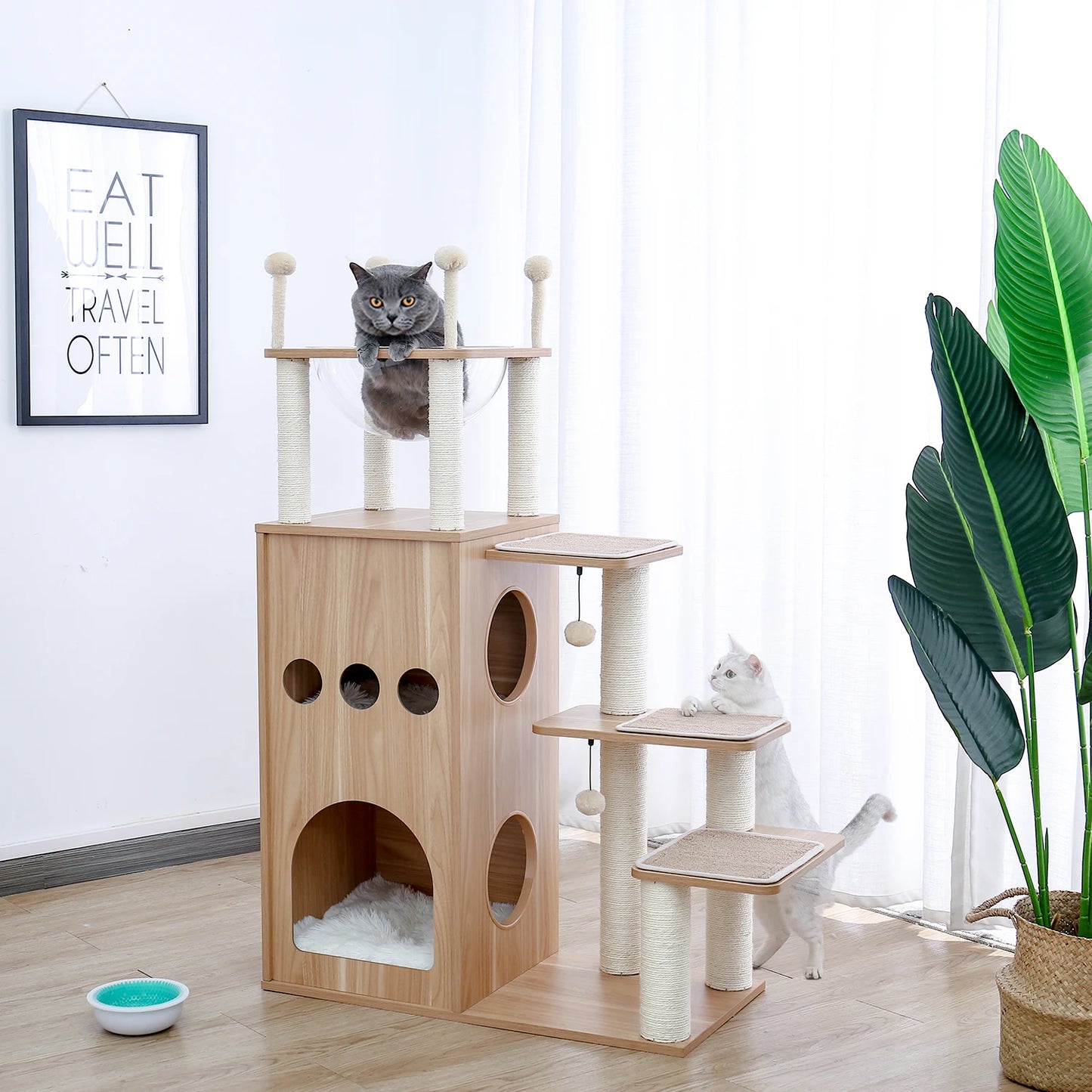 PAWZ Ro Multi-Level Cat Tree Indoor Wood Tower Deluxe