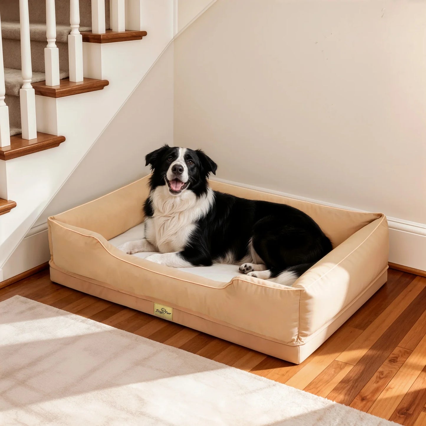 Bingopaw Orthopedic Dog Bed With Oxford Bolster Foam Base And Removable Cover
