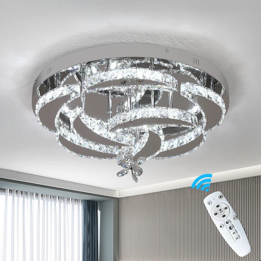 VETRULUS Modern Crystal LED Chandelier Ceiling Light For Living Room
