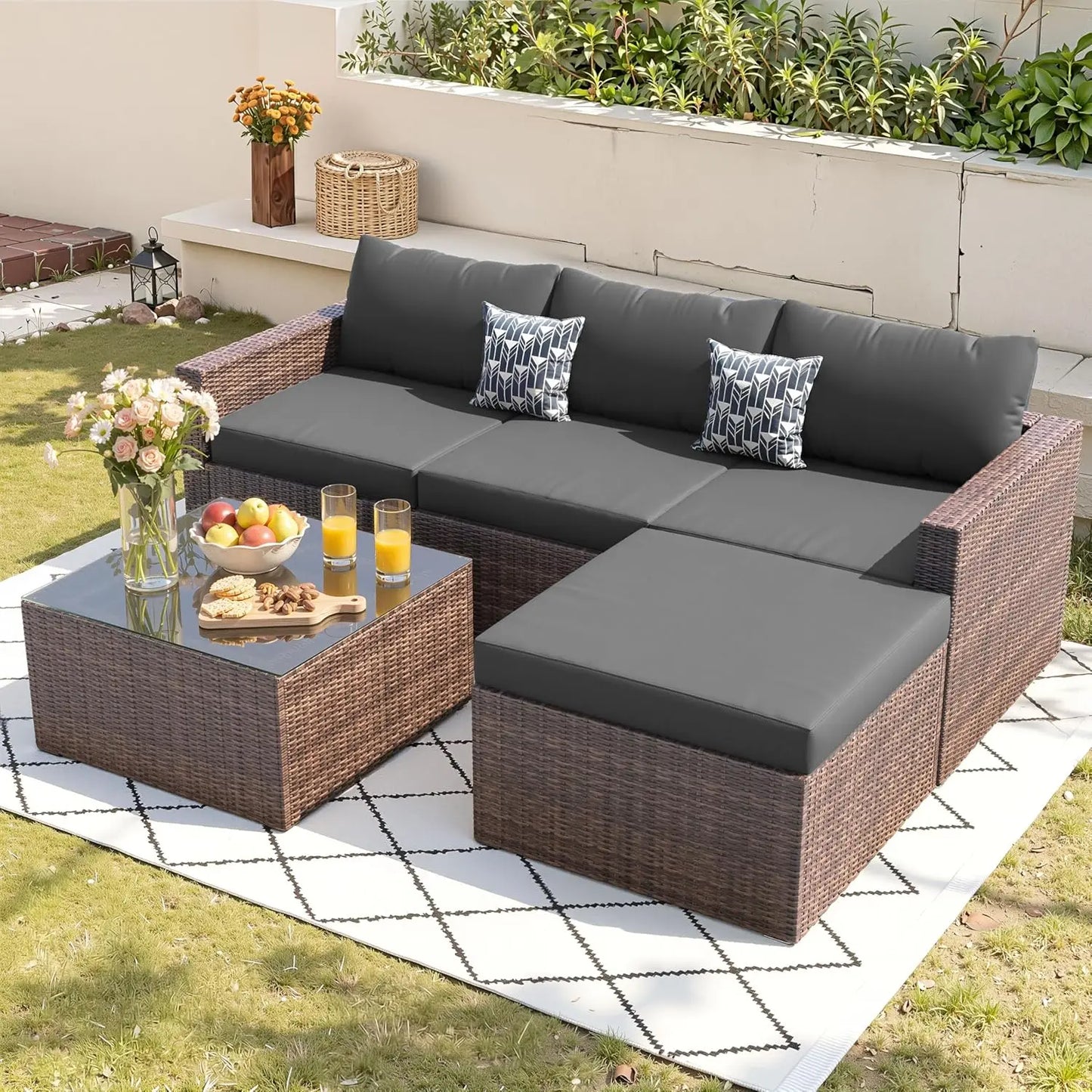 Patio Sofa Set Outdoor Sectional Modular Design All Weather
