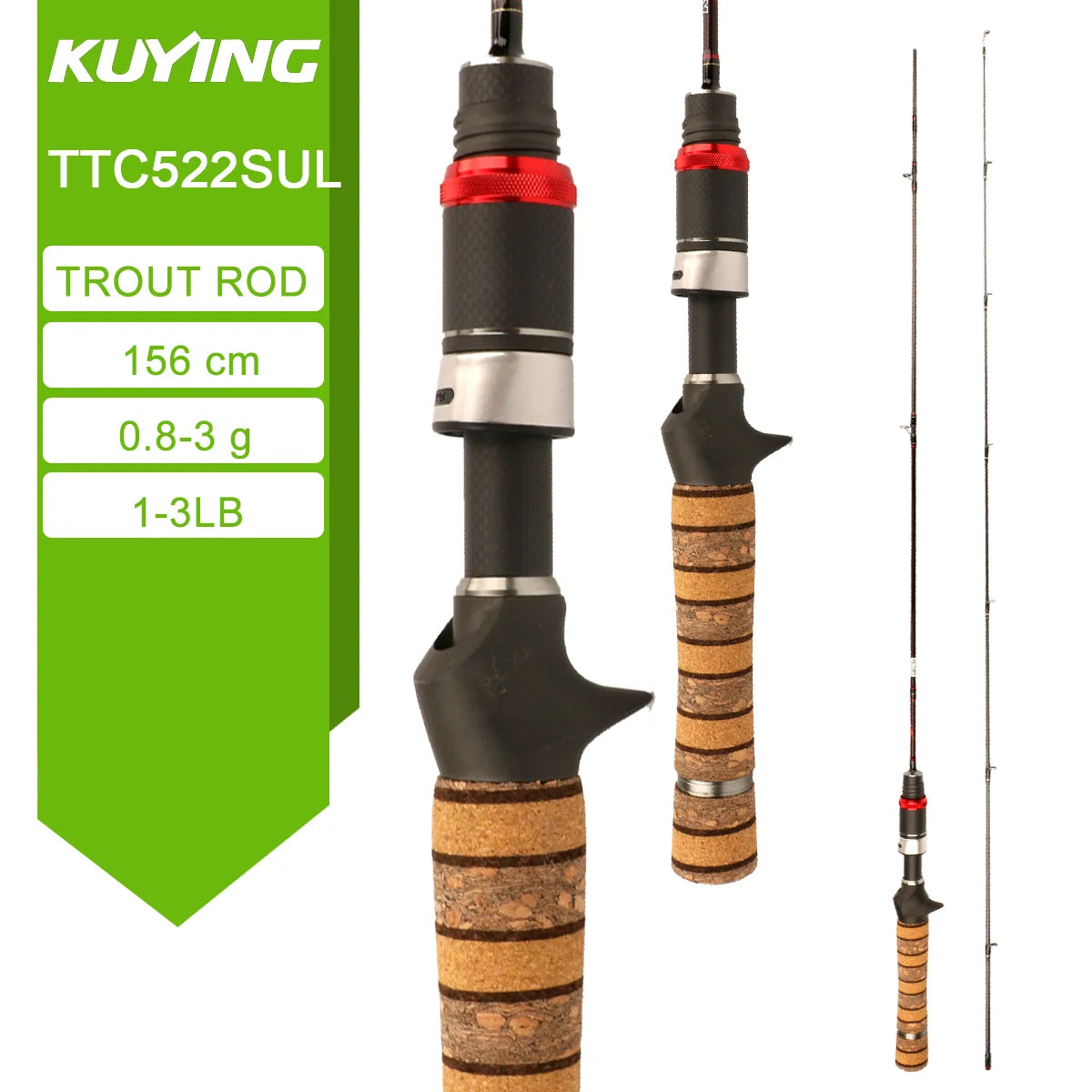Kuying Teton Spinning Casting Rod BFS Pole Carbon 0.8-8g 1-8lb