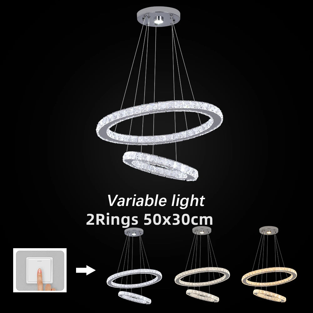GreeLustr Crystal Chrome Led Pendant Light Chandelier Fixture