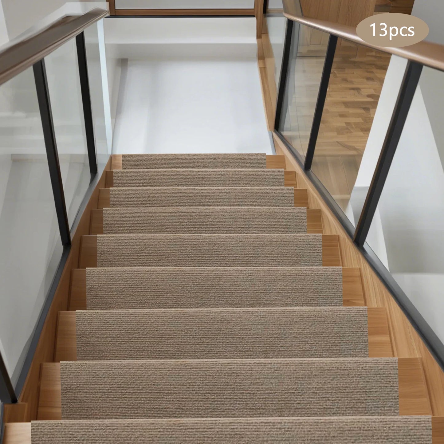 Bymaocar 13 Piece Carpet Stair Treads Non Slip Mat Set