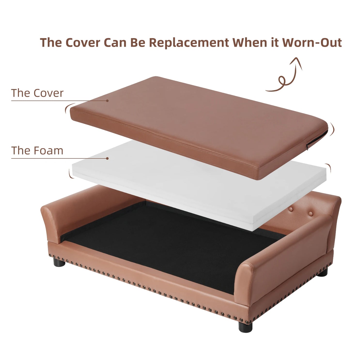 BINGOPAW Waterproof Sofa Dog Bed With Removable Cushion