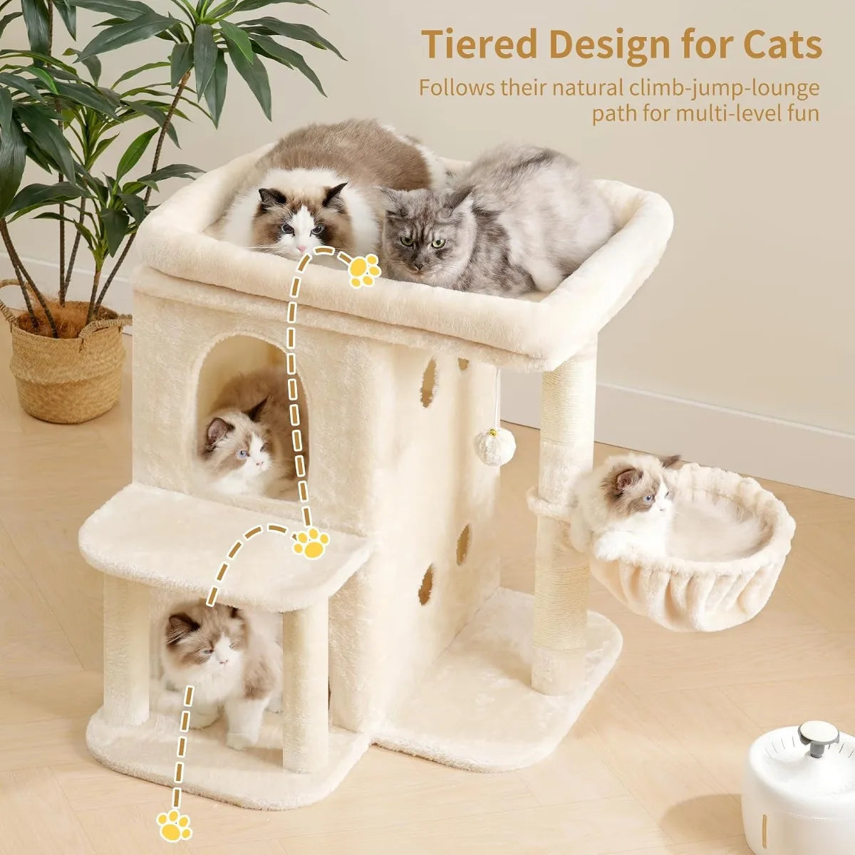 NBVCX Cat Tree Tower With Spacious Perch And Dual Condos