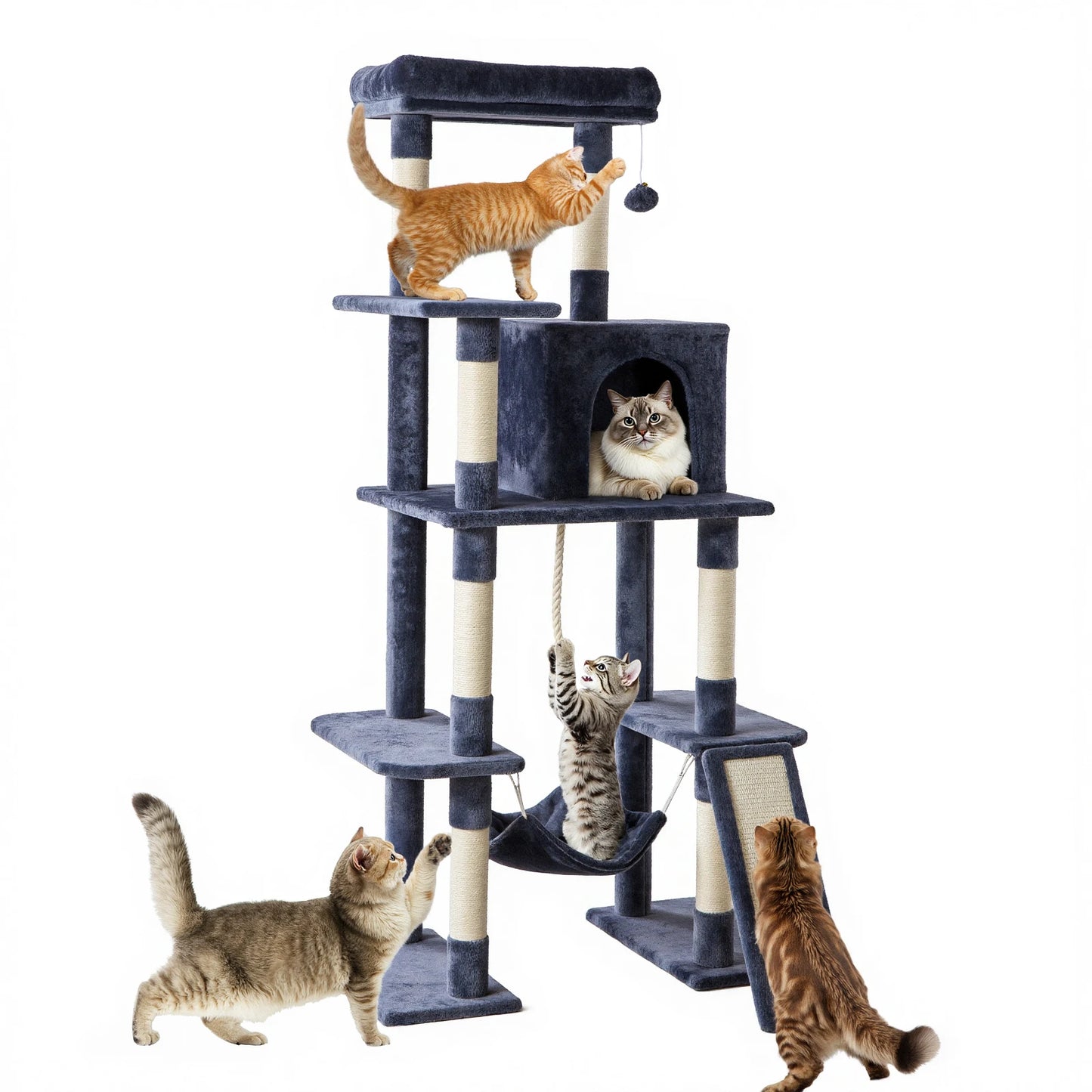 JHK Cat Tree Tower For Indoor Cats With Sisal Posts