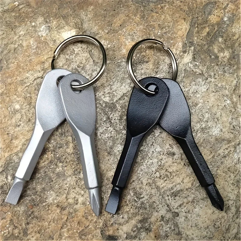 Portable Phillips Slotted Screwdriver Set Key Ring Keychain Mini Pocket Keyring Cross Screw Driver Repair Tool Gadget EDC Small