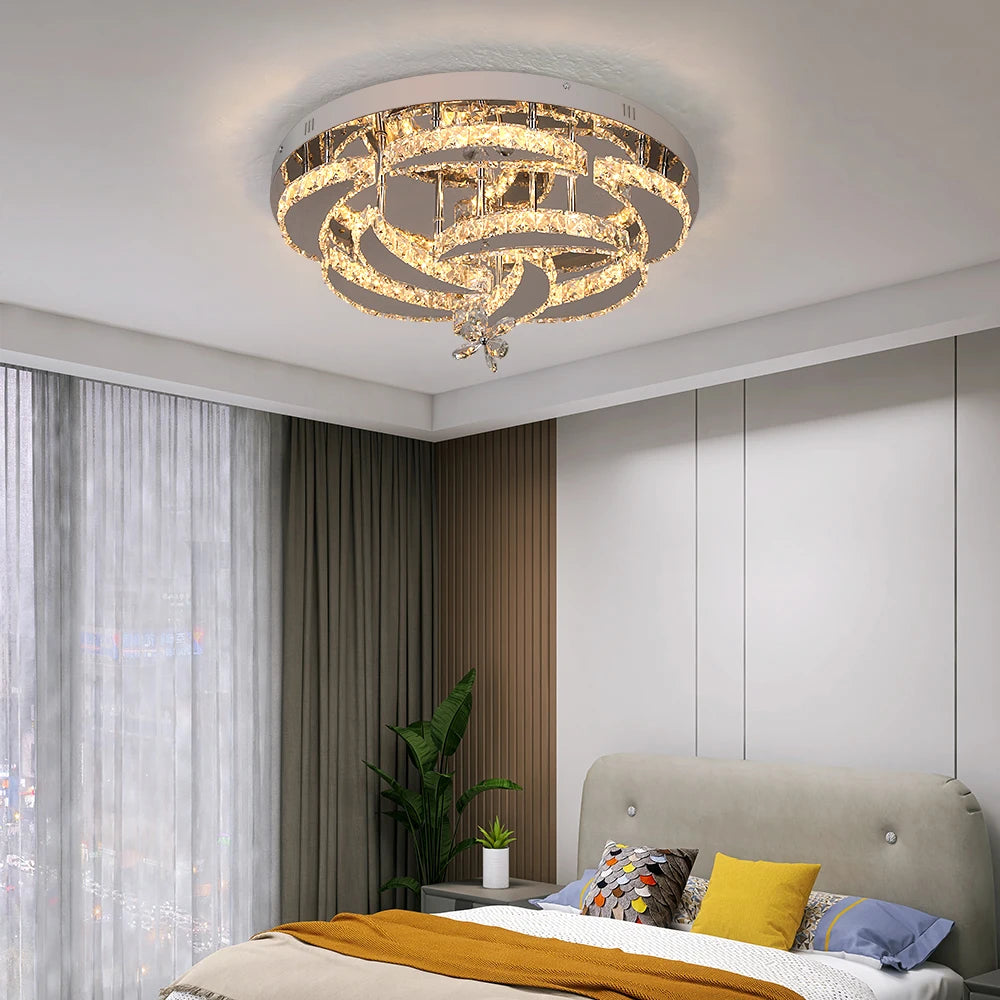 VETRULUS Modern Crystal LED Chandelier Ceiling Light For Living Room