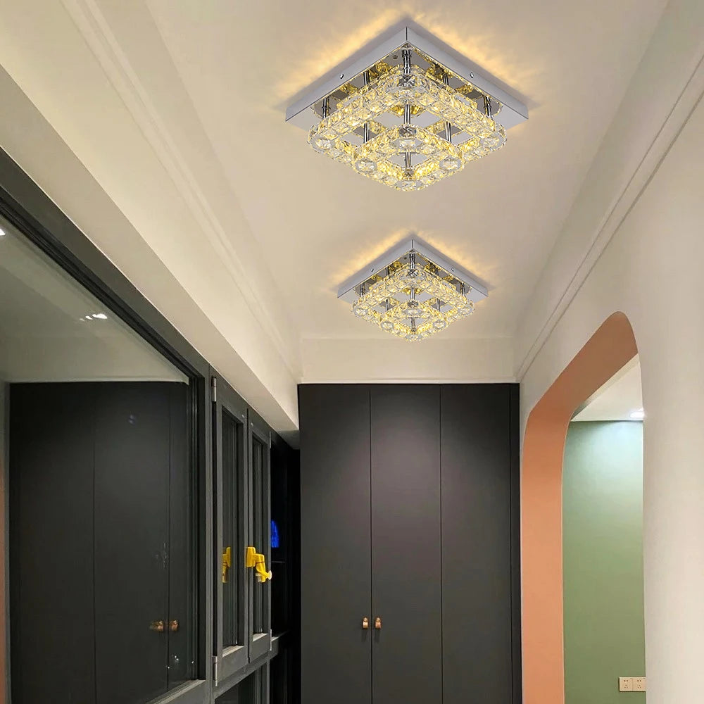 GreeLustr Crystal LED Ceiling Light 3 Side Chandeliers For Living Room