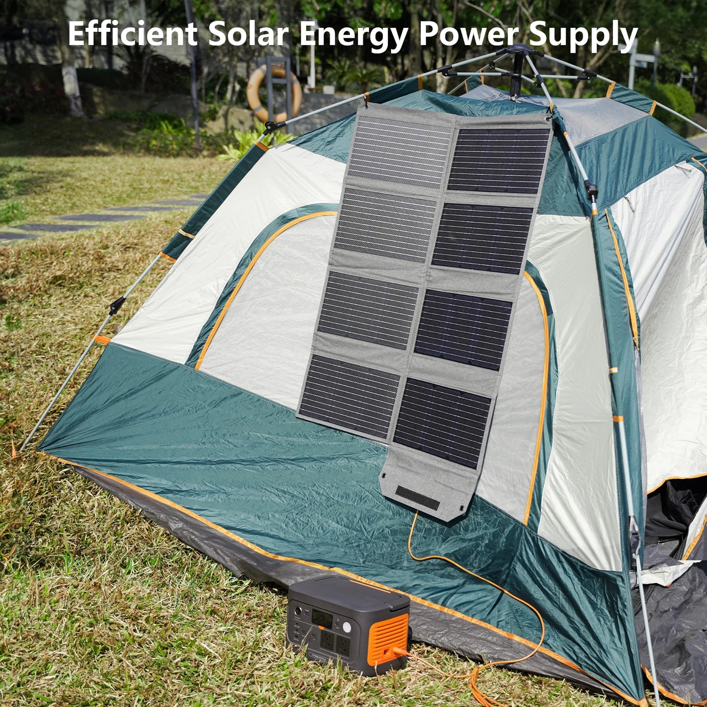 MHPOWOS 80W Foldable Solar Panel Portable Power Bank 4 Ports USB C USB A 7 In 1