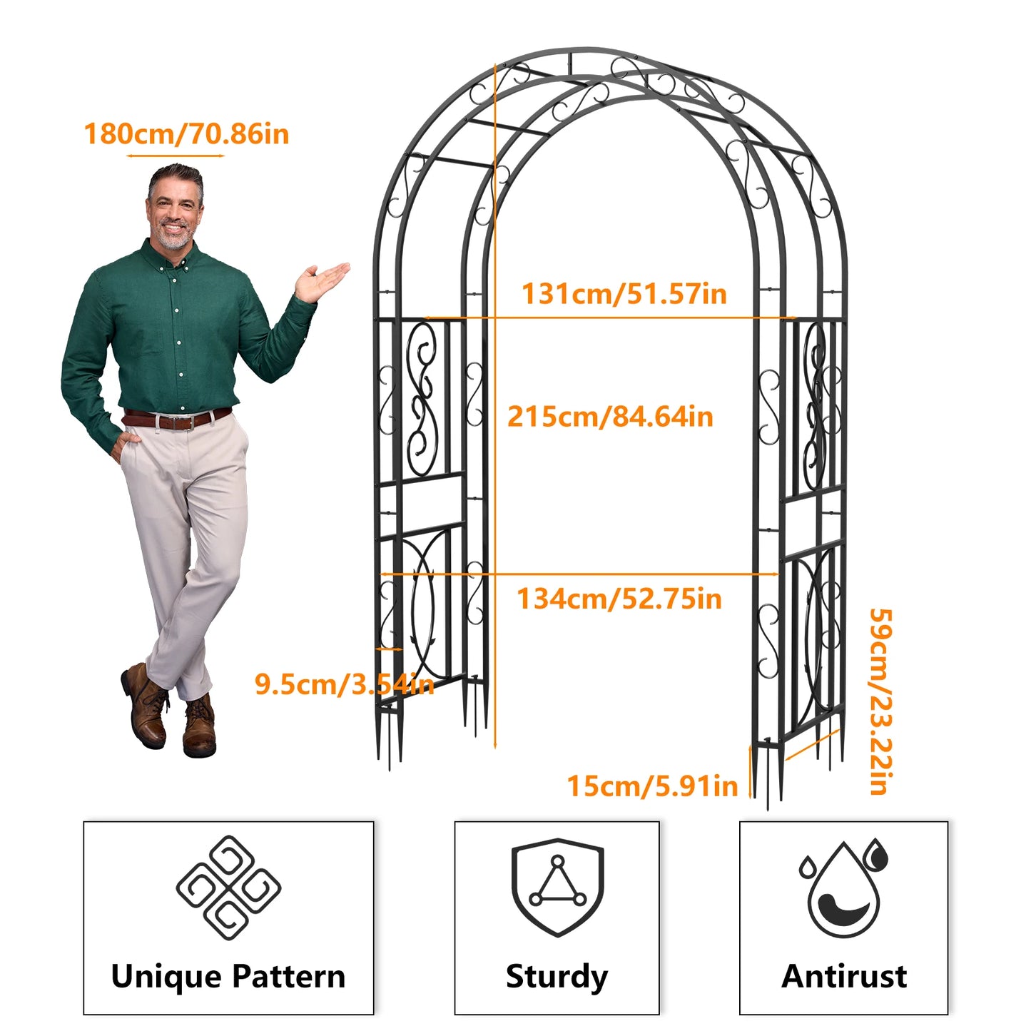 Heavy Duty Metal Garden Arbor Vine Flower Frame Plant Arch Trellis for Clambing Plants
