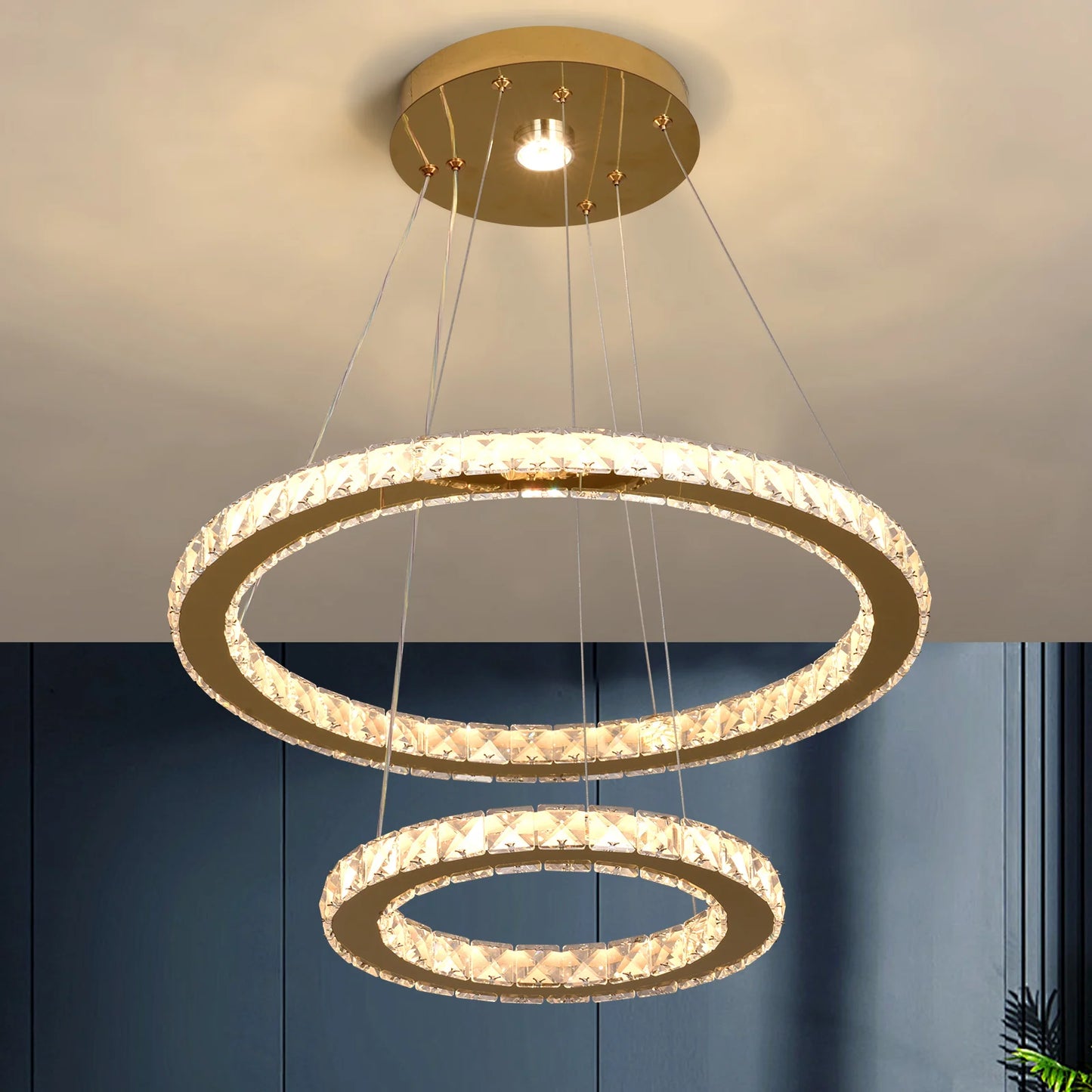 GreeLustr LED Crystal Pendant Light Dimmable Chandelier