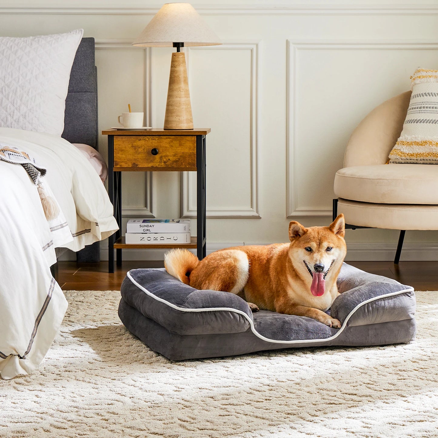 JHK Orthopedic Memory Foam Dog Cat Bed With Removable Cover
