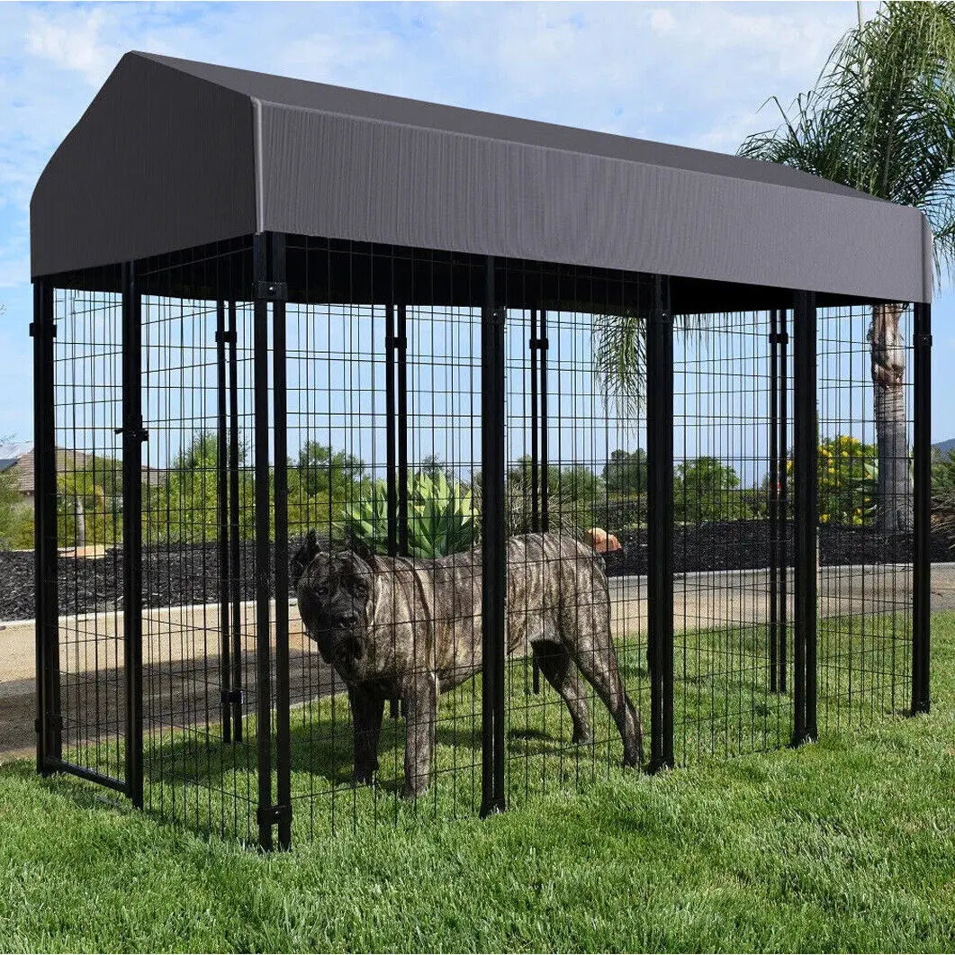 Dog Cage Pet Run Enclosure Playpen With Roof Outdoor Kennel