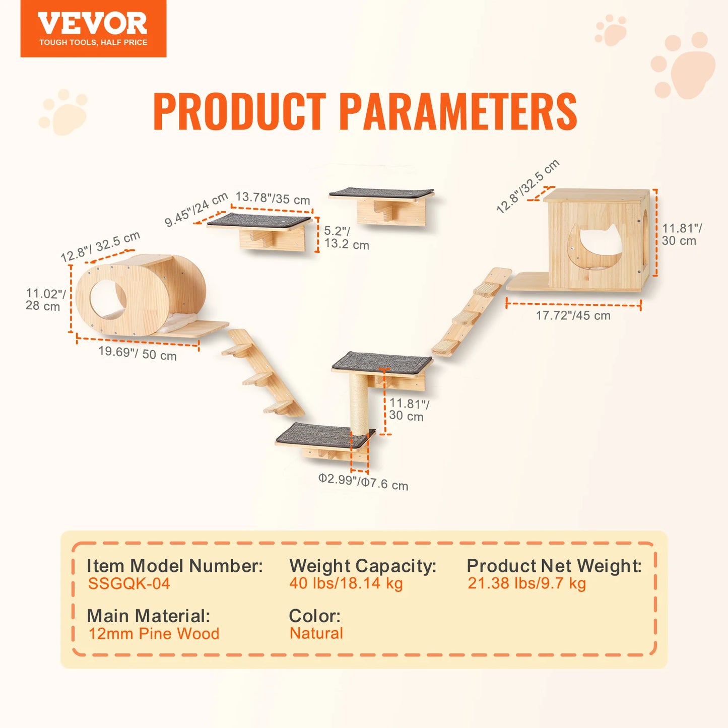 SucceBuy Wall Mounted Cat Shelves And Perches Cat Tree Kit