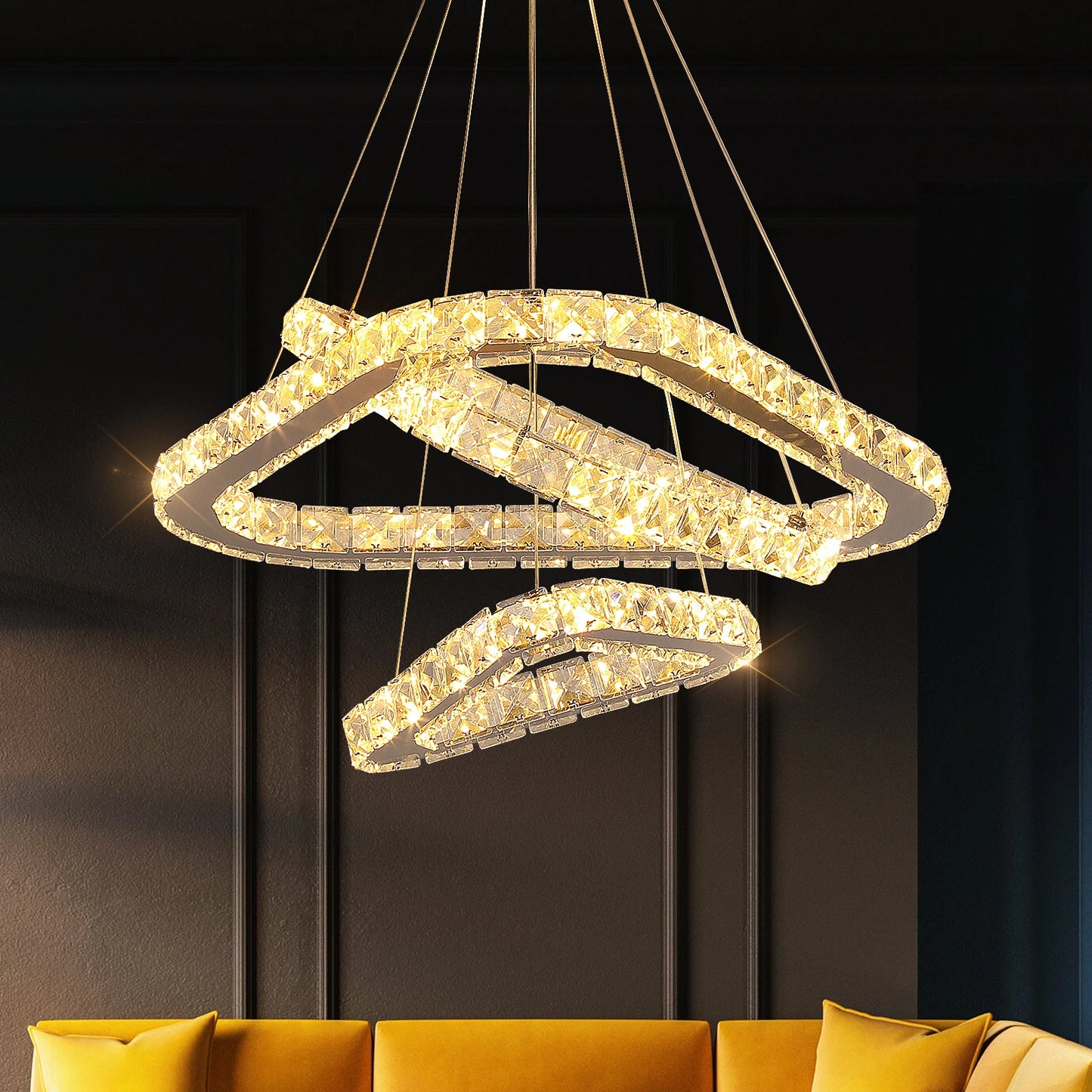VETRULUS Crystal LED Modern Pendant Light Chandelier