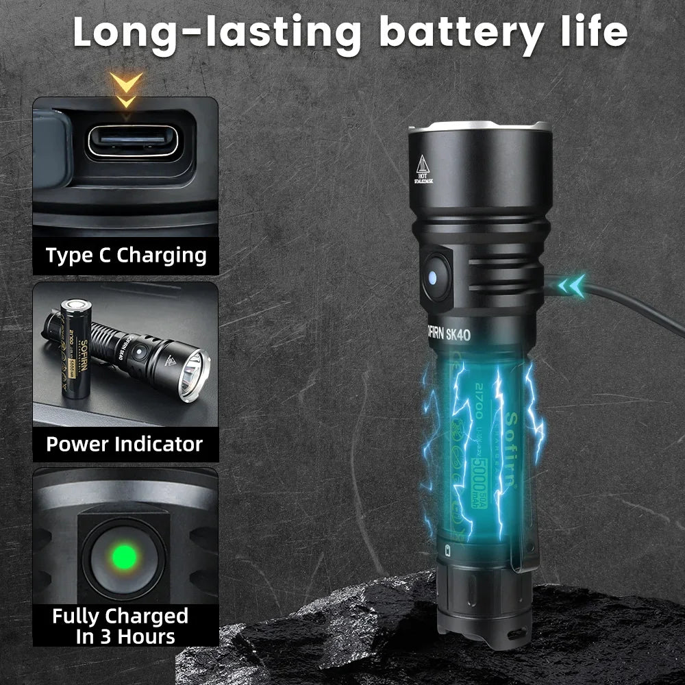 Sofirn SK40 SFT70 LED 3200 Lumen Tactical Flashlight 21700