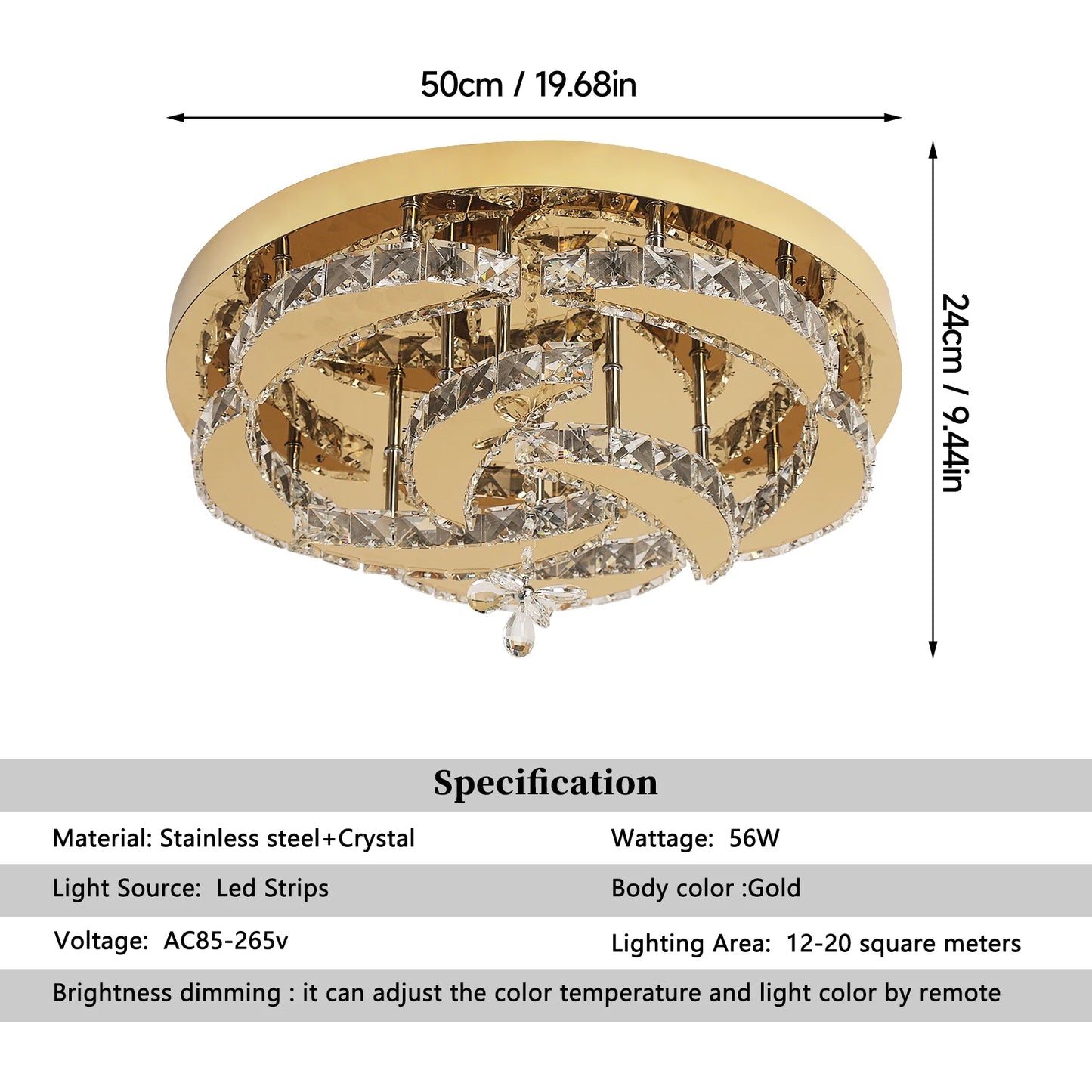 GreeLustr Flower Crystal Led Ceiling Pendant Lamp With Dimming