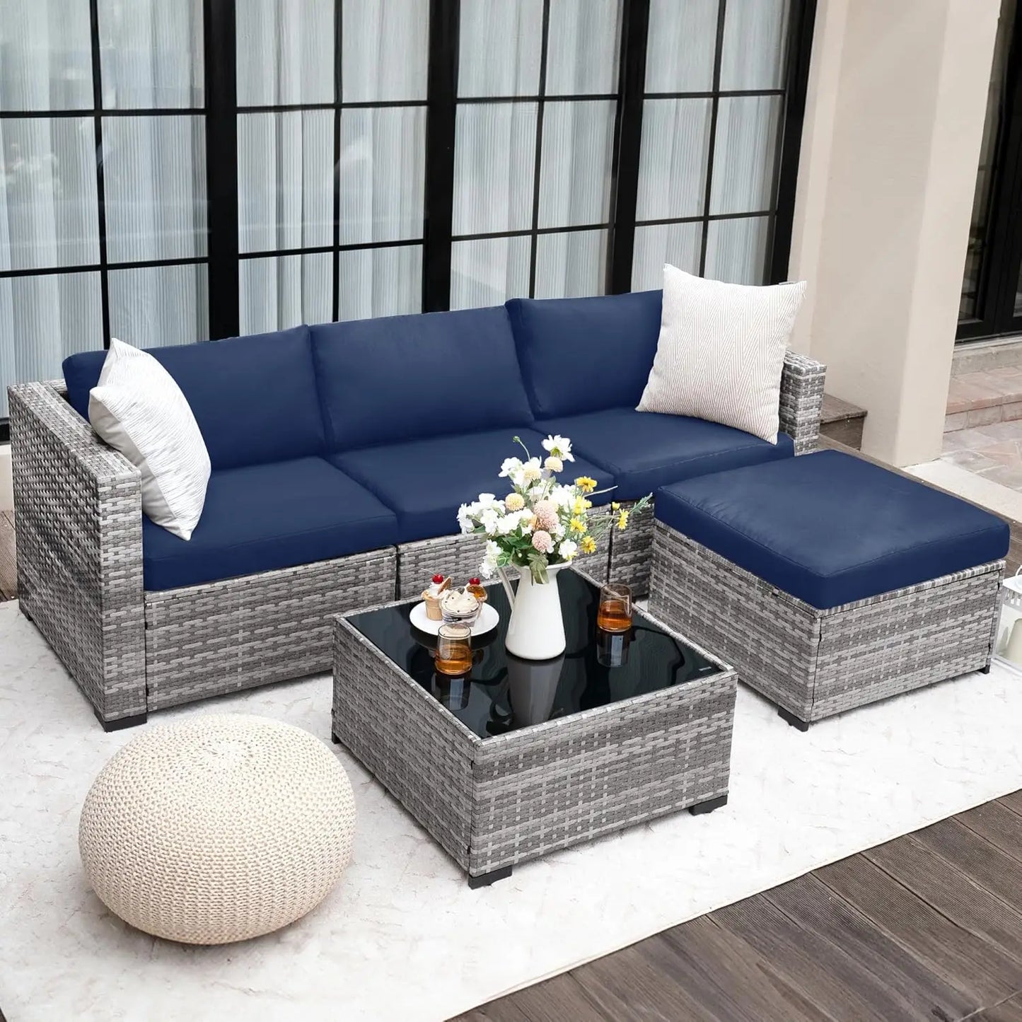 Patio Sofa Set Outdoor Sectional Modular Design All Weather