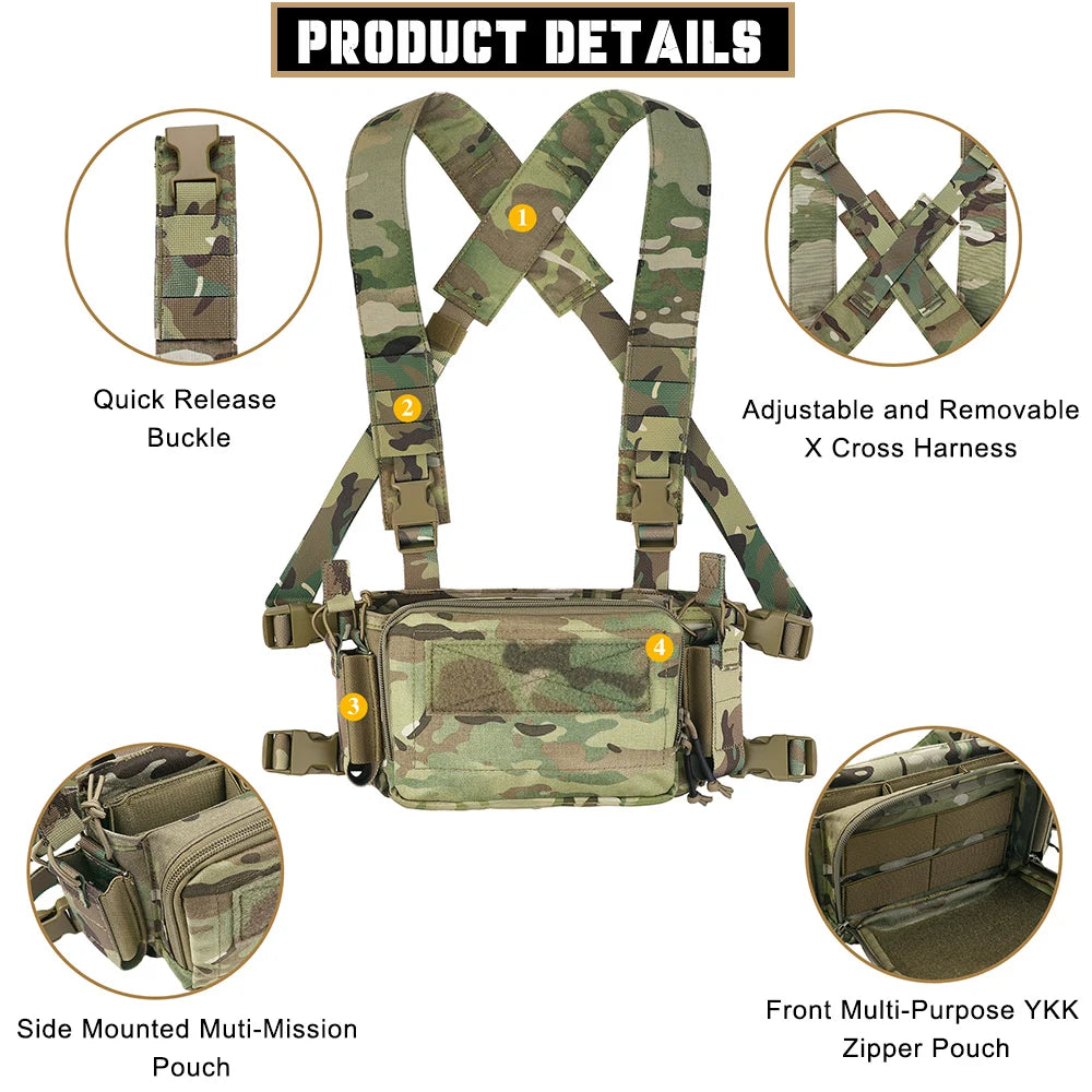 KRYDEX Tactical D3CRM Chest Rig With Triple Magazine Pouches