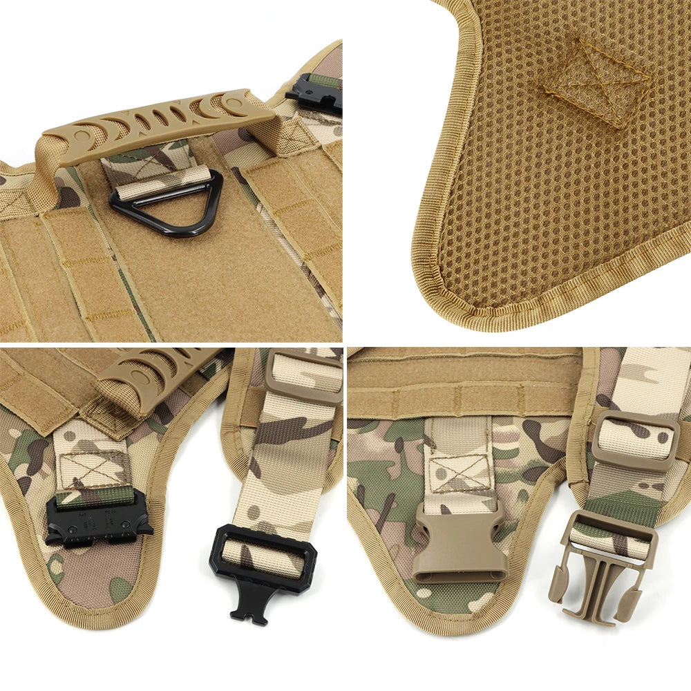 Rugged Tactical Dog Harness Leash Set No Pull Training
