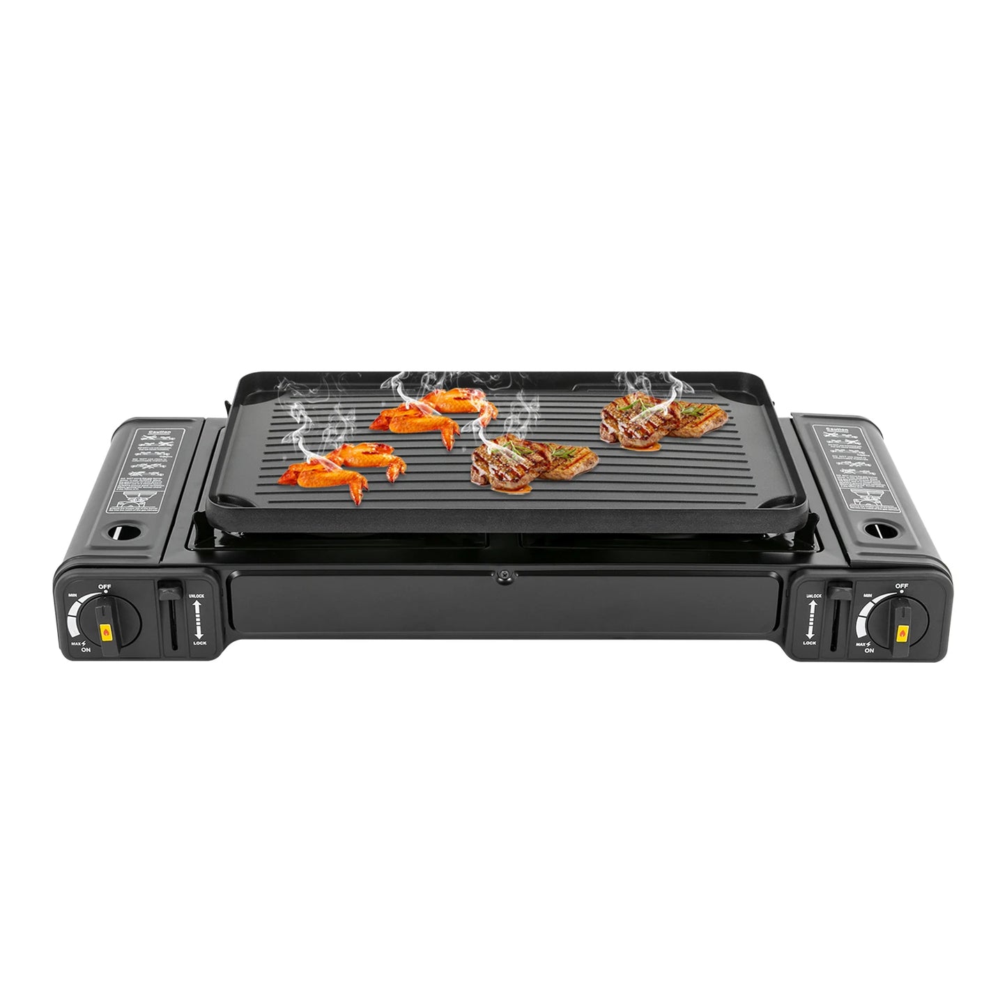 Portable Camping Stove Two Burner With Baking Tray And Case