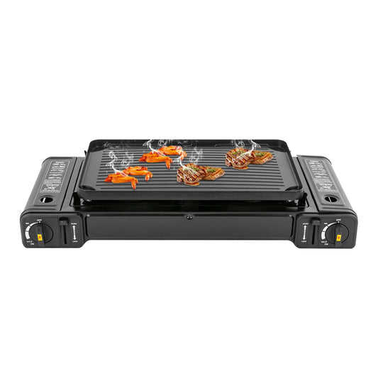 Portable Camping Stove Two Burner With Baking Tray And Case