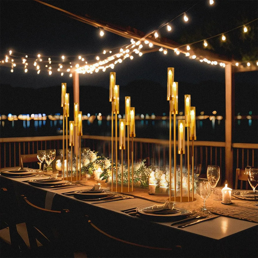VINCIGANT Five Arm Floor Candelabra With Acrylic Lampshade For Weddings