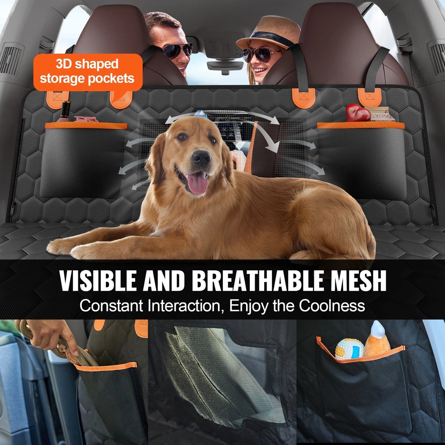 SucceBuy Back Seat Extender Dog Car Hammock With Mesh Window Storage Pocket