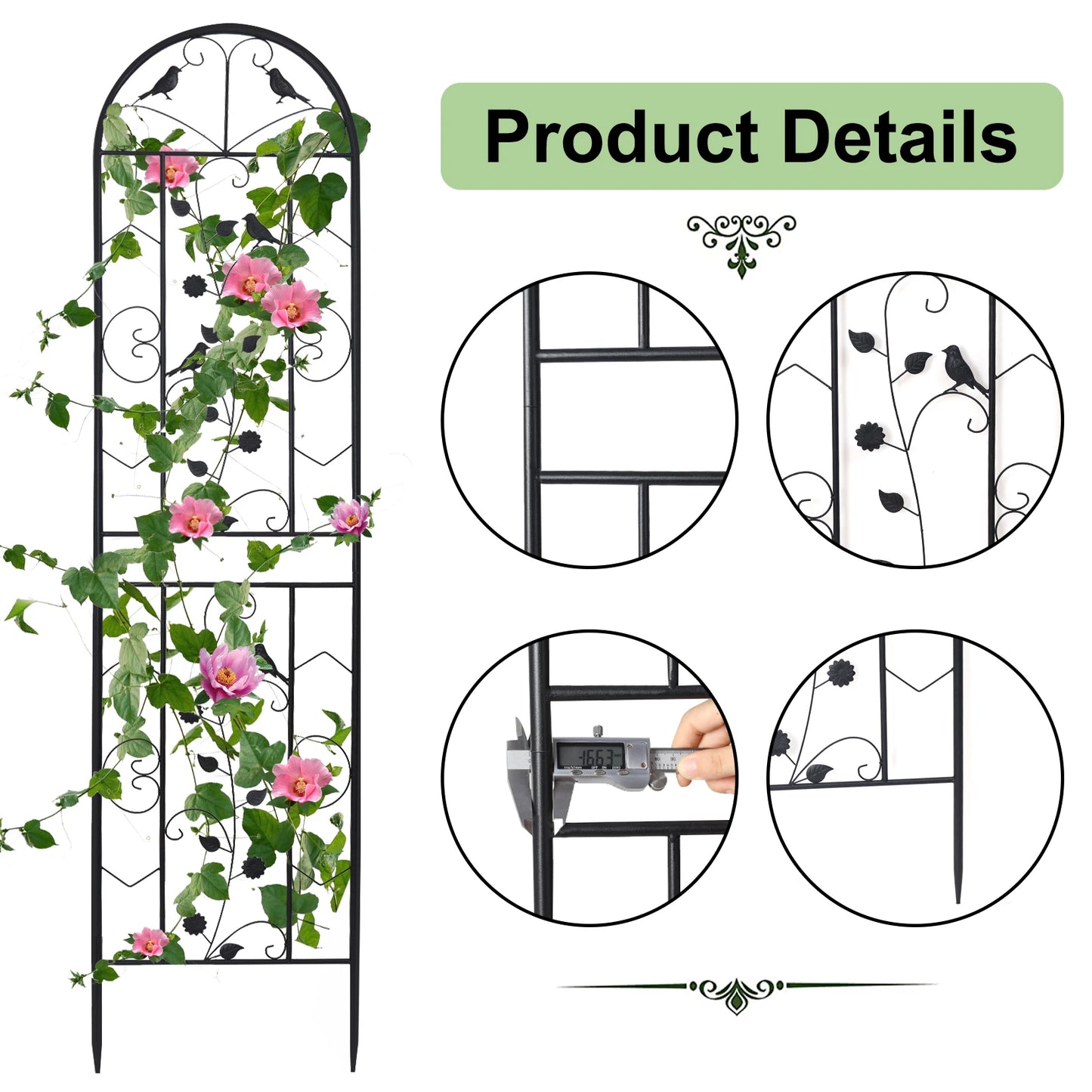Metal Garden Trellis Fence, Anti-Rust, Climbing Plant Flower Panels Support, Screen Edge Border, 83 in Tall, 2PCs