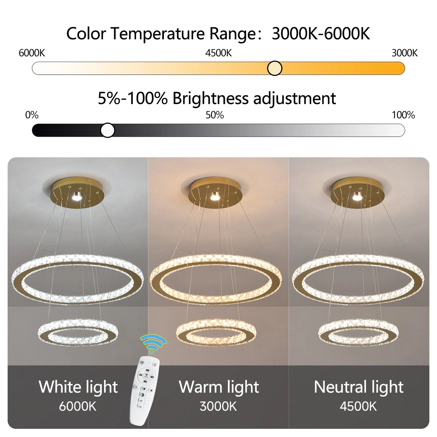 GreeLustr LED Crystal Pendant Light Dimmable Chandelier