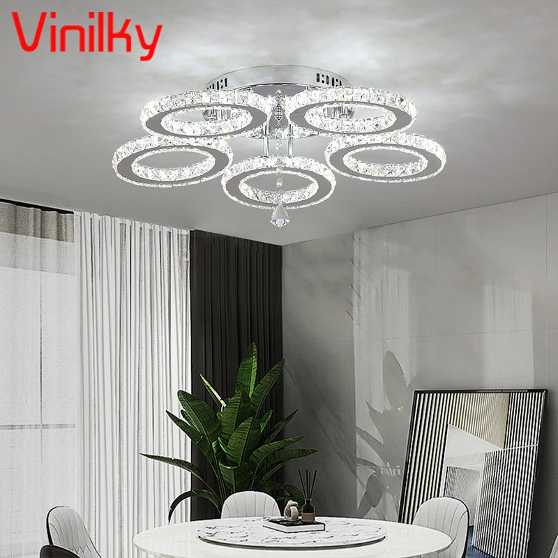 Vinilky Crystal Ceiling Chandelier For Living Room And Dining