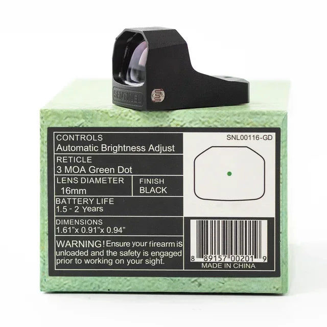 Sentinel 1x16 Compact Reflex 3 MOA Red Dot Sights RMSC Footprint Shake Wake Motion Sensing Manual Brightness for Glock 43X MOS