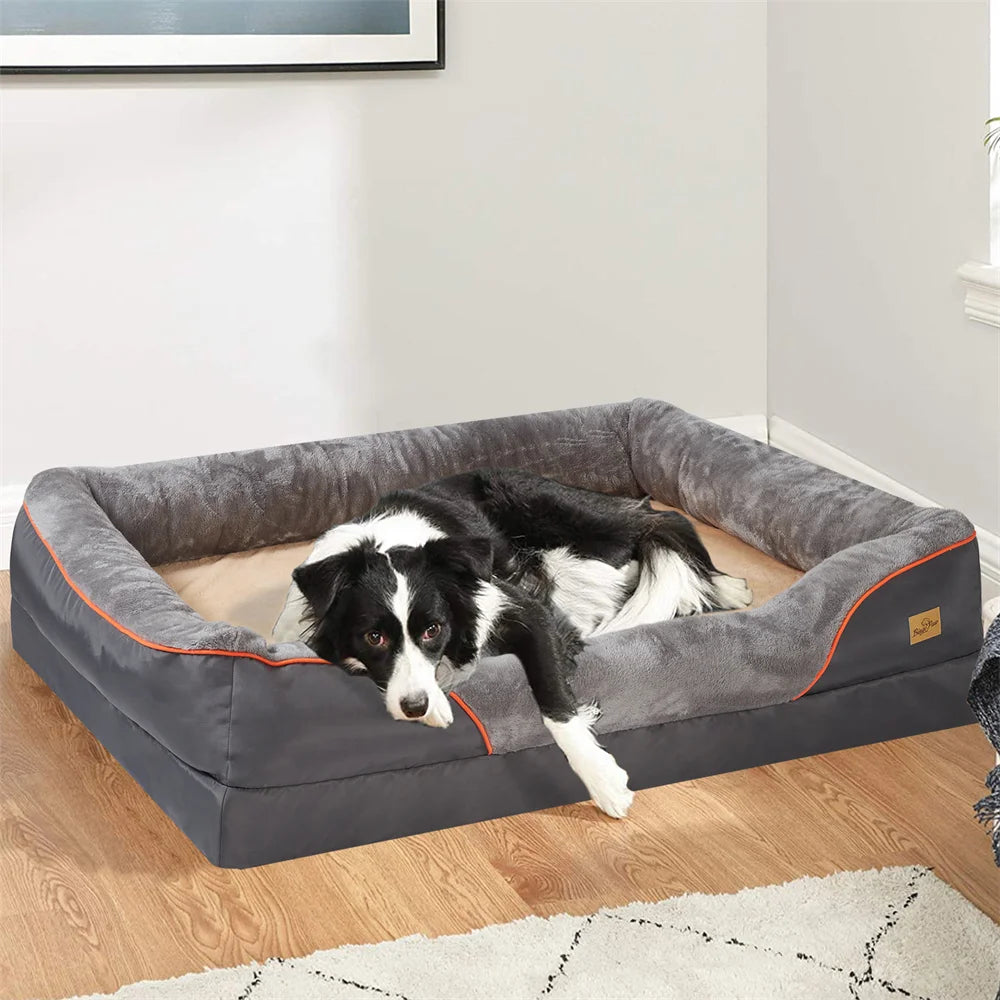 Borwart Orthopedic Memory Foam Dog Bed With Waterproof Removable Cover