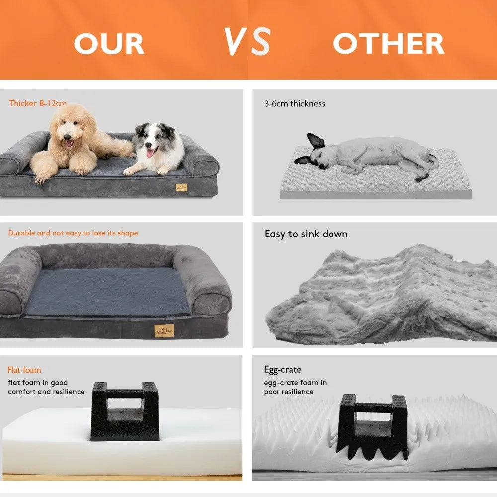BORWART CN Calming Orthopedic Memory Foam Dog Bed Removable Waterproof Cover