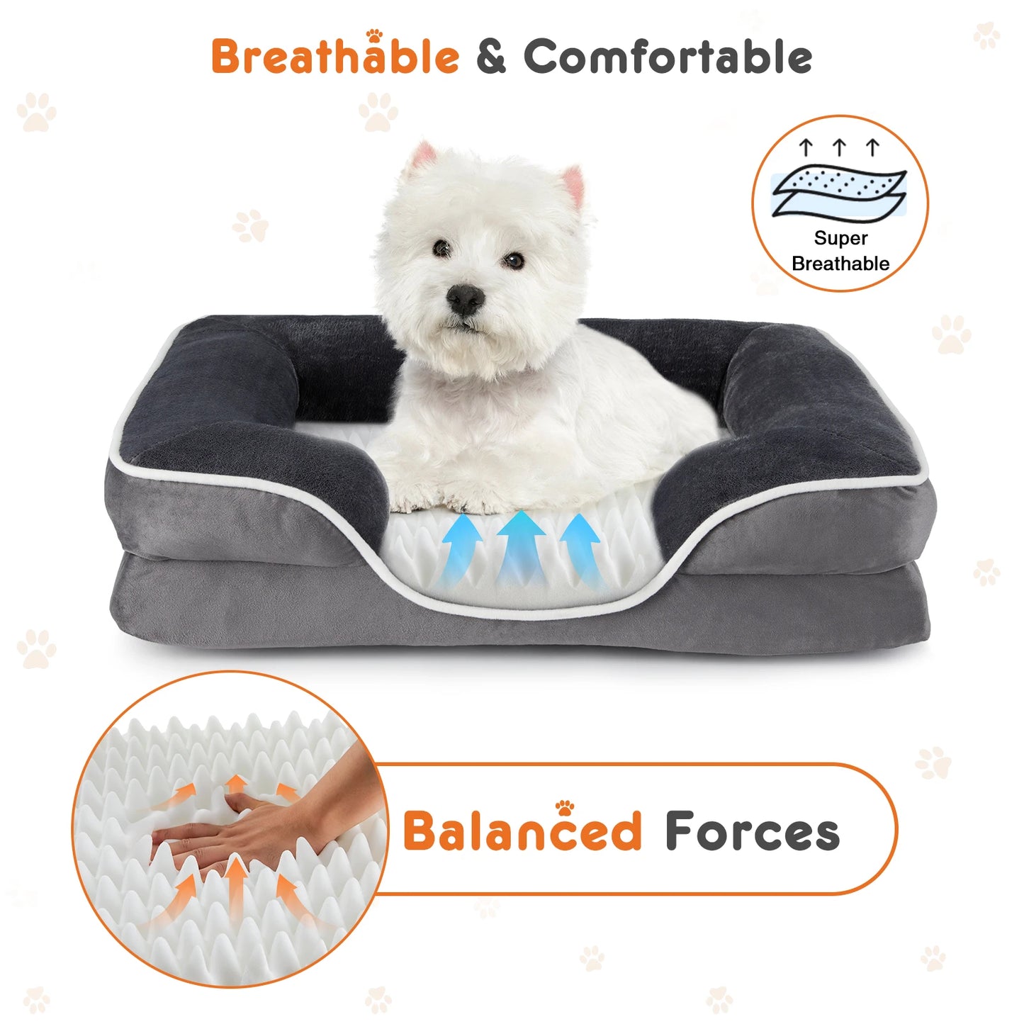 JHK Orthopedic Memory Foam Dog Cat Bed With Removable Cover