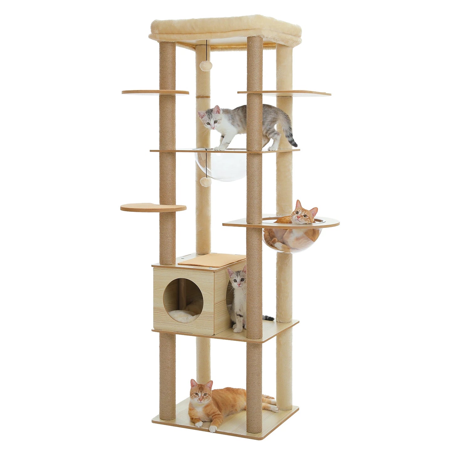 PAWZ Ro Multi-Level Cat Tree Indoor Wood Tower Deluxe