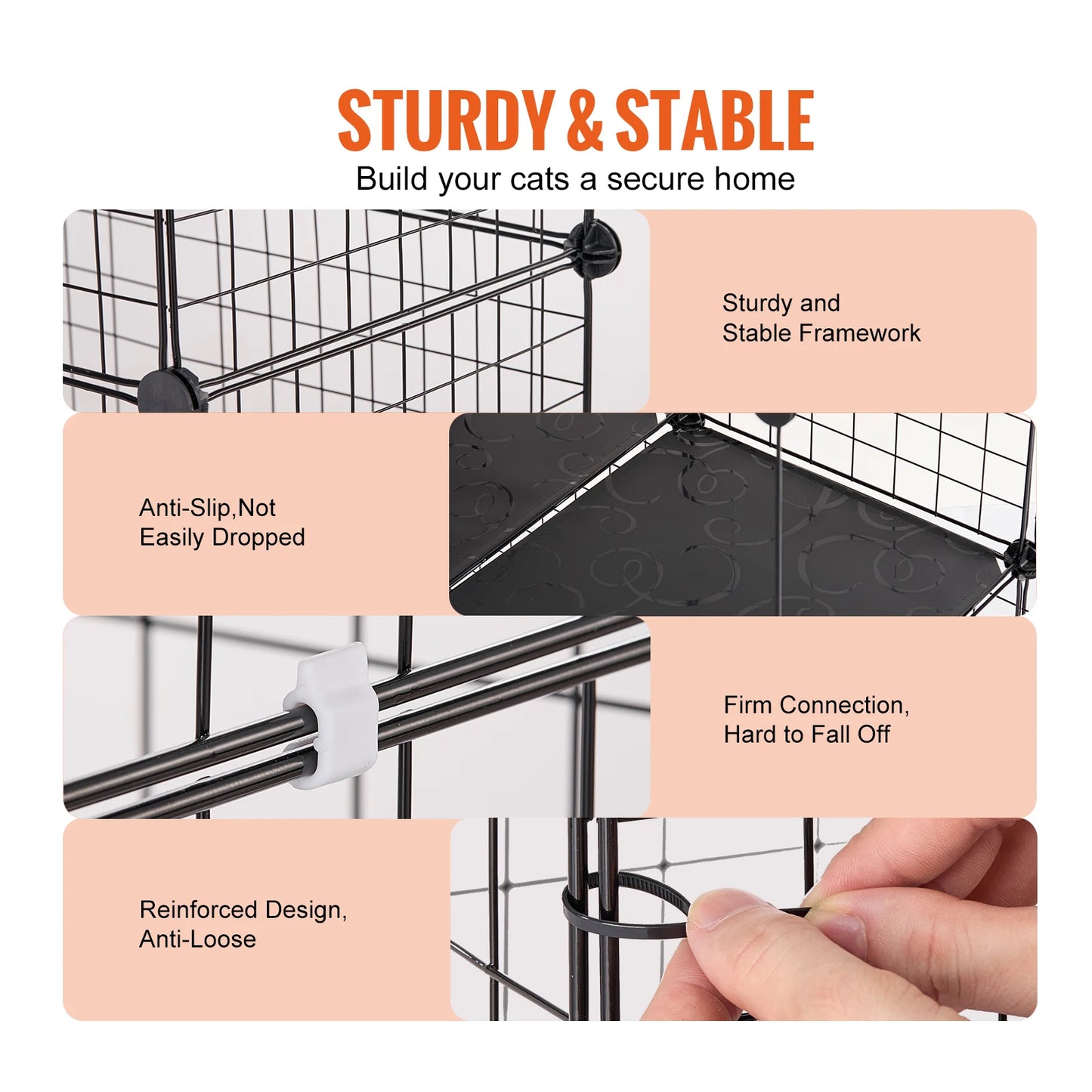 SucceBuy Detachable Metal Cat Cage Enclosure Front Doors With Ramps