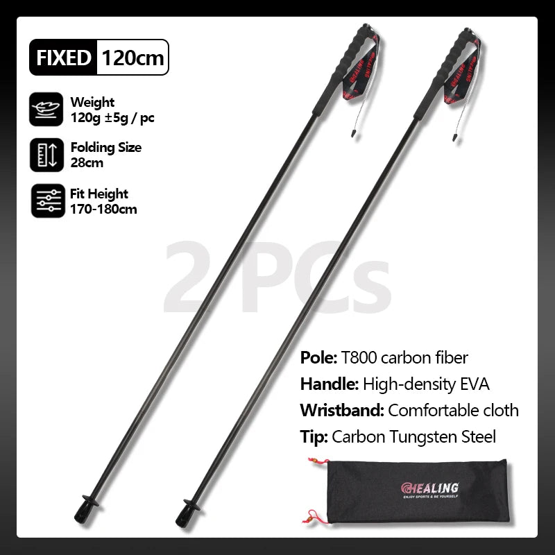Local+ 2PCs Trekking Poles Carbon Fiber 115g Ultra-Light Hiking Poles Camping Stick Foldable Walking Cane Travel Outdoor Gear