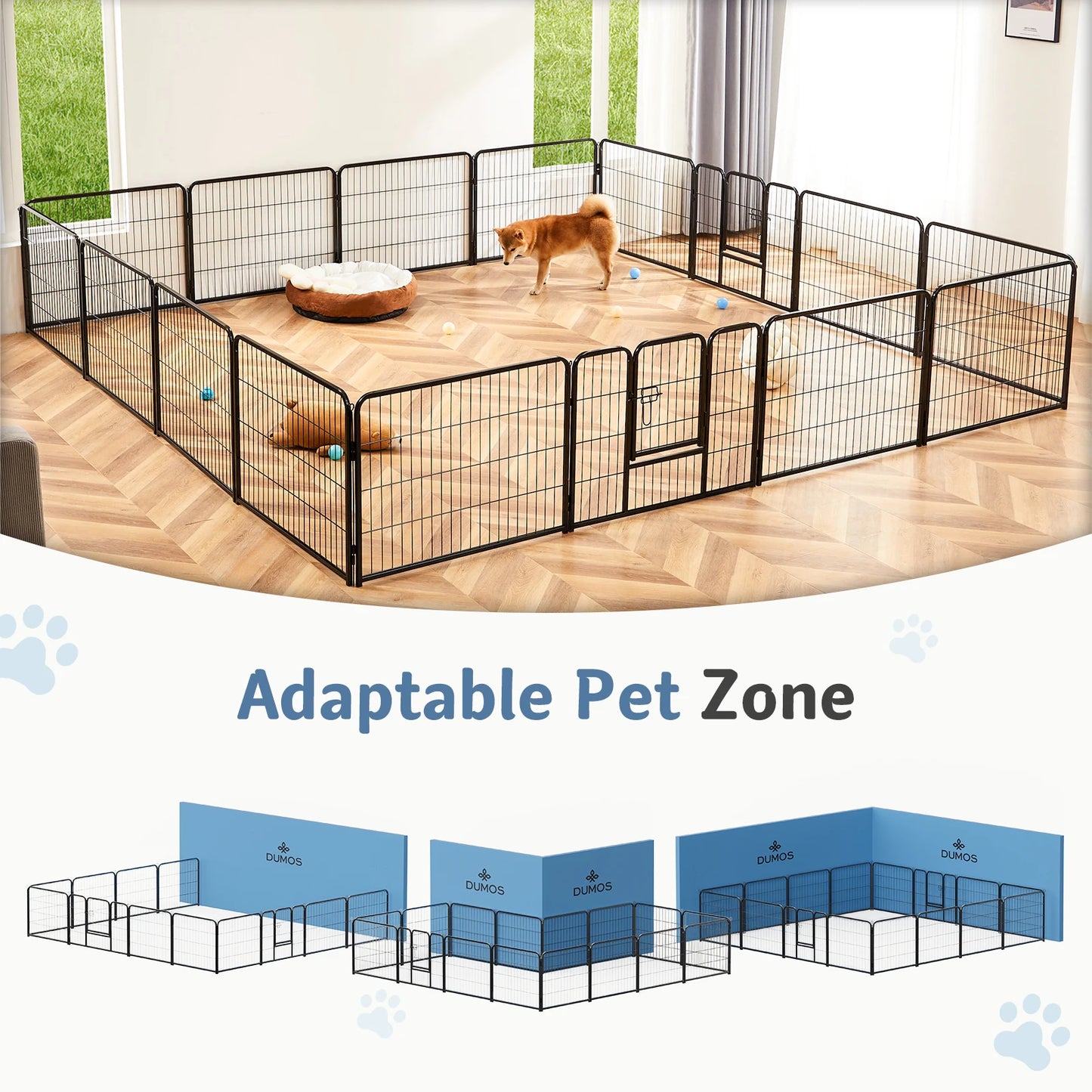 JHK 16-Panel Metal Dog Playpen For Indoor Outdoor Use
